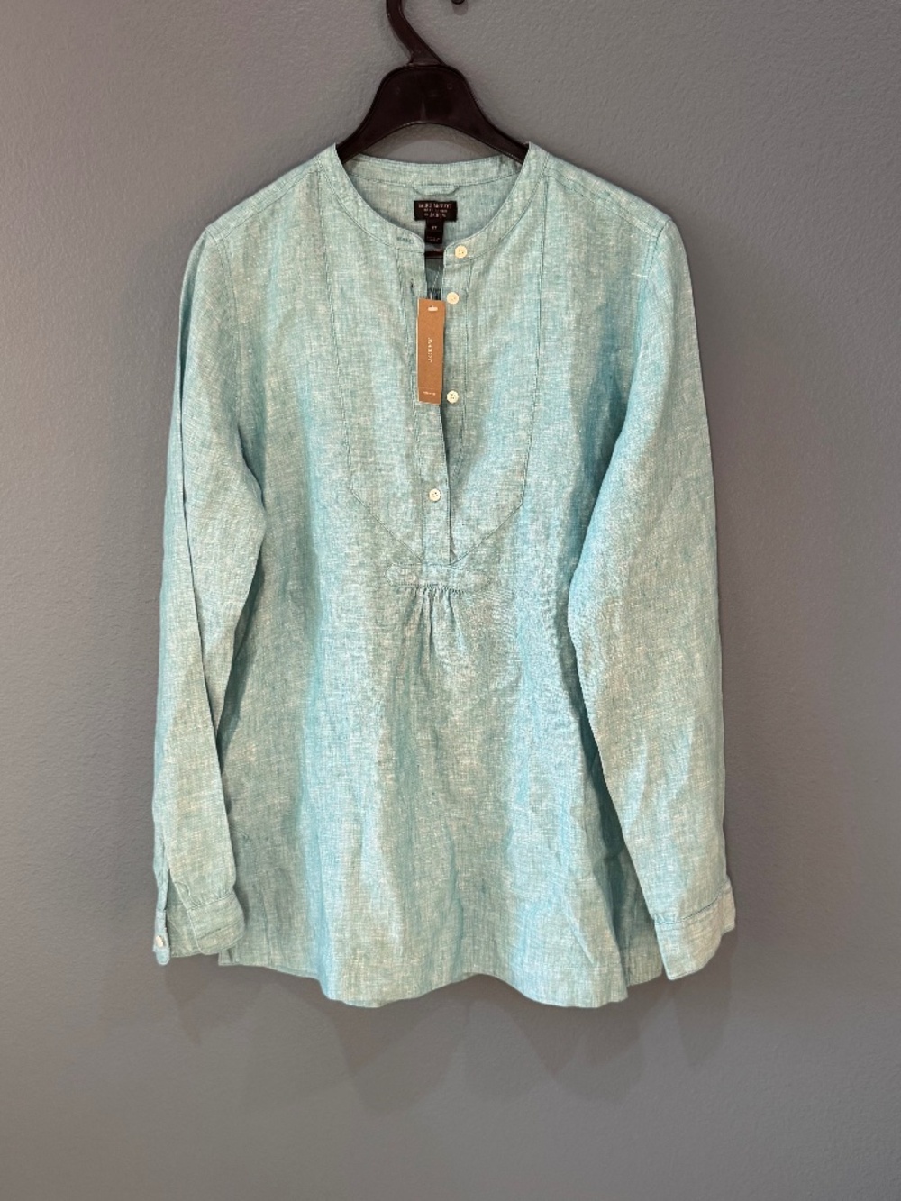 NWT‎ J.Crew Baird McNutt Irish Linen Button-Down Shirt Size 6T Aqua Ash Blue
